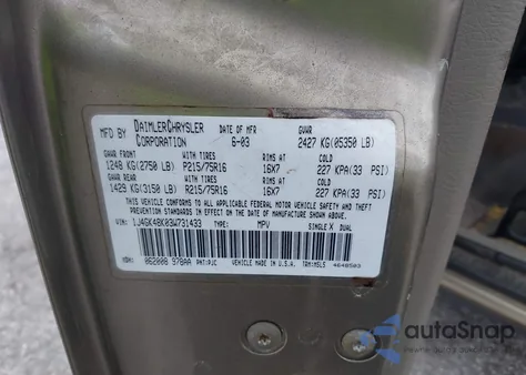 2003 Jeep Liberty Sport from USA, damaged, VIN 1J4GK48K03W731433